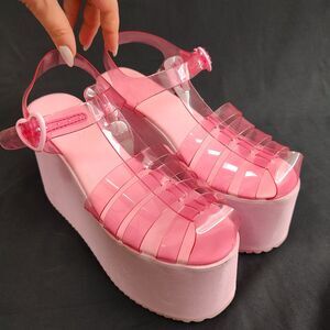 Dollskill ♡ Sugar Thrillz ♡ Sugar Rush Platform Jelly Sandals in Pink